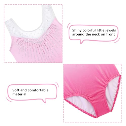 Girls' Gymnastics Leotard with Tutu - Pink Diamond, 7-8 Years