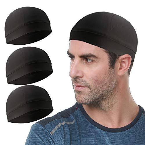 Cooling Skull Cap Helmet Liner - Sweat Wicking, Breathable - Medium Black