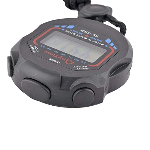 Digital Handheld Stopwatch with LCD Display - Black
