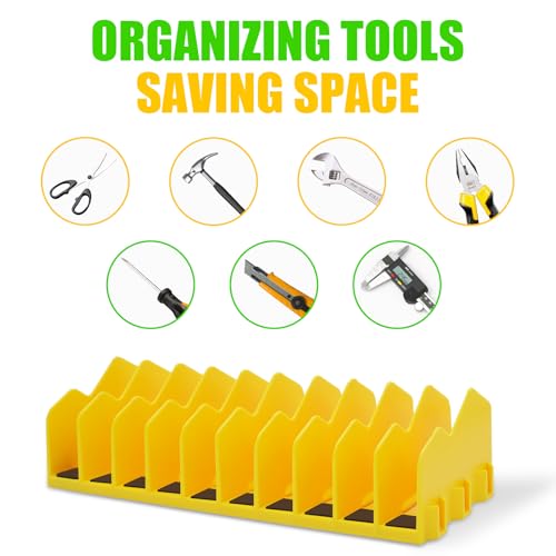 Plier Organizer, 4 Pack Pliers Organizer for Tools Cutters with Extendable Design & Non-Slip Rubber Base, 40 Slots Drawer Organizers for Tools, Wrenches, Screwdrivers,Green&Yellow