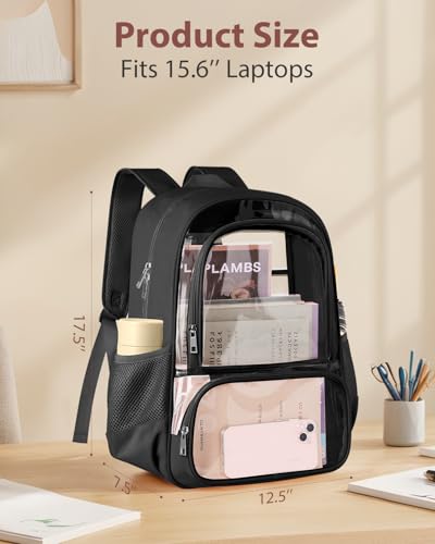 Clear Backpack with Reinforced Straps for 15.6" Laptop - Unisex