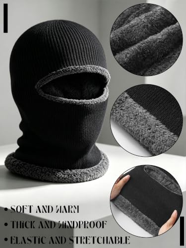 Ski Knitted Mask for Men - 1 Hole, Medium, Black