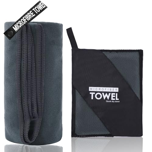 Microfiber Travel Towel - Quick Dry Compact Gym Towel - Dark Gray XS 12"×24"