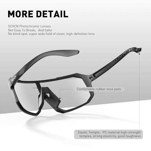 Photochromic Cycling Glasses - Black Frame Sport Sunglasses