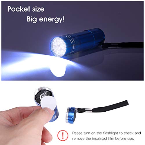 9 LED Mini Aluminum Flashlights 10 Pack with AAA Batteries - Portable & Durable