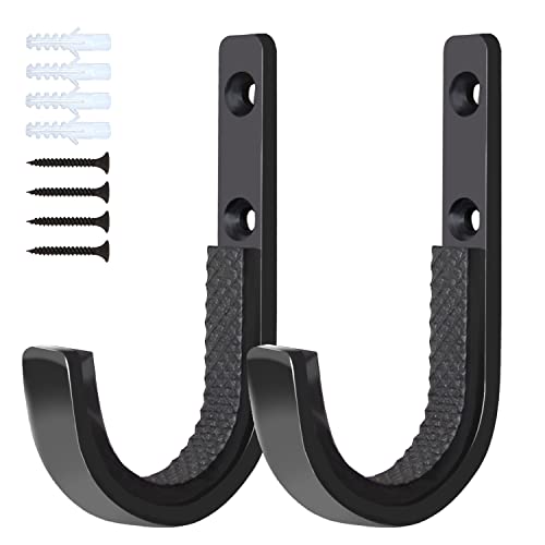 Heavy Duty Steel Gun Rack Wall Mount - Horizontal Shotgun Hooks - Black - 1 Pair