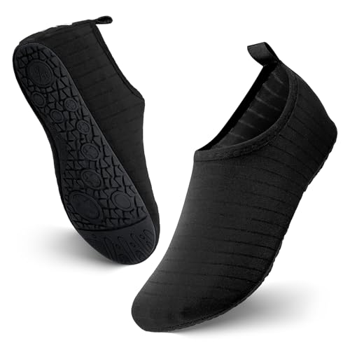 Quick-Dry Water Shoes for Men & Women - Black, 7.5-8.5 Women/6.5-7.5 Men