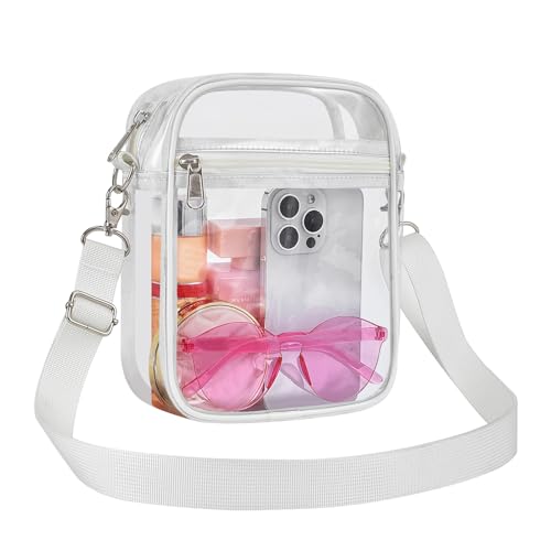 Clear Purse for Stadium Events - Mini Transparent Messenger Bag - White