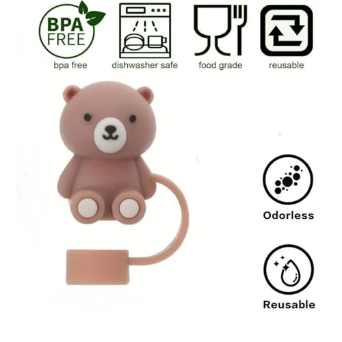 Bear Silicone Straw Tip Covers - 3 Pack for Brumate Tumblers