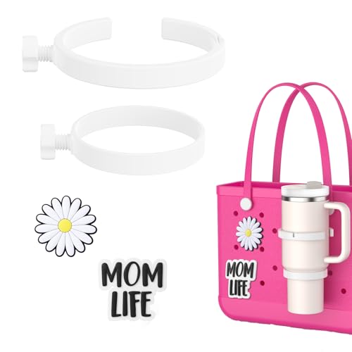 Cup Holder & Bag Charms Set for Beach Totes - 30oz Size - Daisy & Momlife