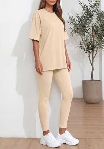 BTFBM Two-Piece Lounge Set for Women with Oversized Shirt & Leggings