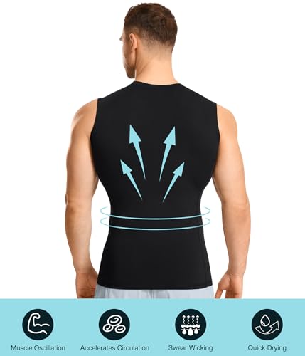 Eleady Men's Compression Tank Top 2-Pack Workout Sleeveless Base Layer Black & White Large