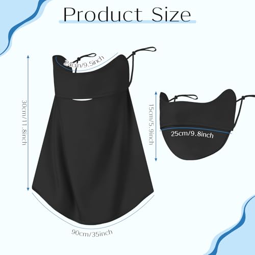 Face Mask & Neck Gaiter Set for Sun Protection - Grey & Black