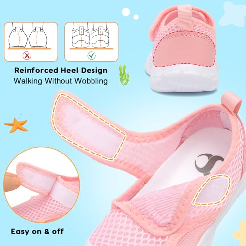 7 Toddler Water Shoes Pink - Quick-Dry Beach & Pool Sandals for Girls & Boys