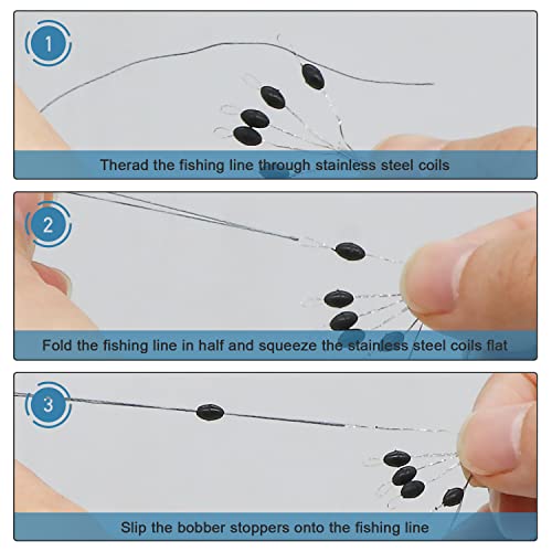 720-Piece Rubber Fishing Bobber Stopper Set, Oval Sinker Stops, S/M/L