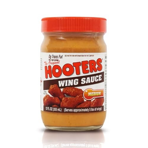Hooters Medium Wing Sauce Original 12 Oz Pack of 6 - Spicy Chicken Wing Dipping Sauce