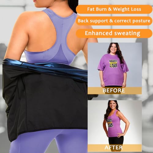 Sauna Suit Shirt for Women - Weight Loss Compression Tank Top - Black, Large
