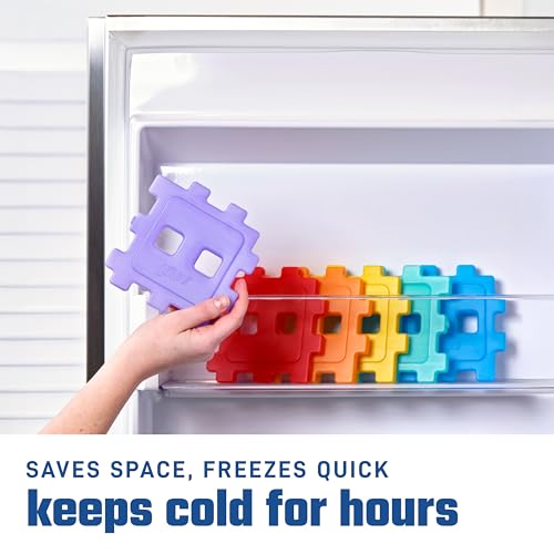 Kids Puzzle-Shaped Reusable Ice Packs 6-Pack for Lunch Boxes & Coolers