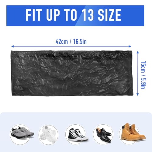 squish Shoe Covers Disposable Non-Slip, 200 Pack 6g Thick Booties Cover, Waterproof Slip Resistant Disposable Shoe Covers Durable Protector Covers for Indoors and Outdoors Fit Up to 13 Size (Black)
