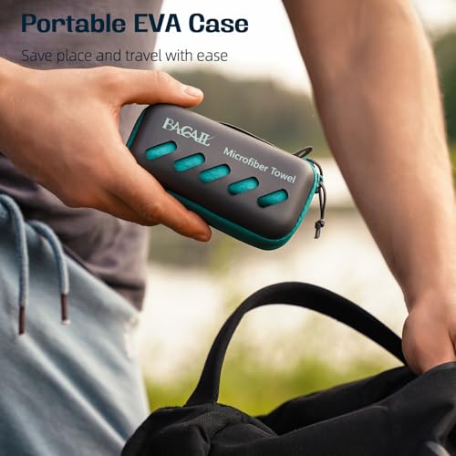 BAGAIL Camping Towel with EVA Case - Dark Grey, L 28x56 inches, Ultra Soft Microfiber Travel Towel