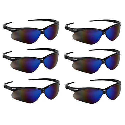KleenGuard Nemesis Safety Glasses Black Frame Blue Mirror Lenses 6 Pairs