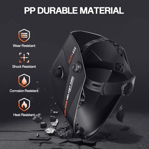 HITBOX Welding Helmet Auto Darkening, 3.66"x1.69" Viewing Screen True Color Welding Hood, 4/9-13 Welding Mask Wide Shade for Grind TIG MIG ARC Welder Hood with Solar Powered