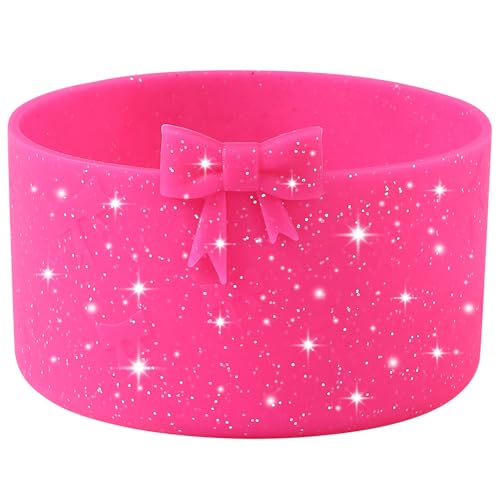 Silicone Boot for 32oz Water Bottle - Glitter Rose Bow Protective Bumper