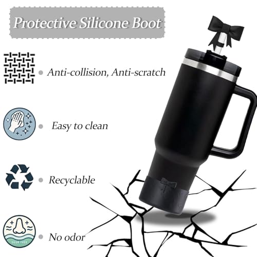 Bow Silicone Protective Boot for Stanley Cup & Hydroflask - Black