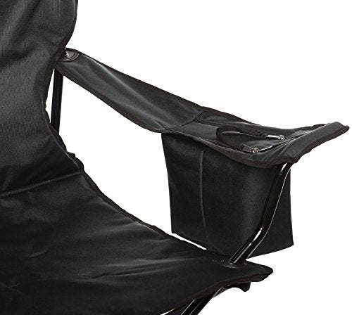 X Large Padded Camping Chair with Beverage Cooler & Cup Holder - Black