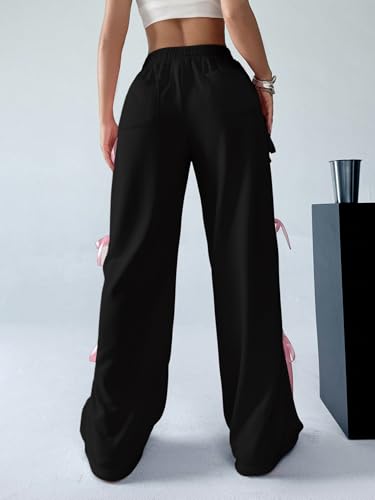 Verdusa Women's Y2K Style Wide Leg Parachute Pants Baggy Streetwear Sweatpants