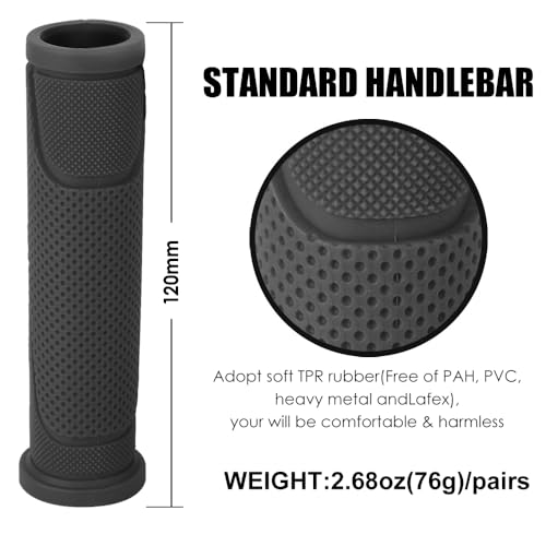 Bicycle Handle Grips - 132mm Soft No-Slip Grips - Black