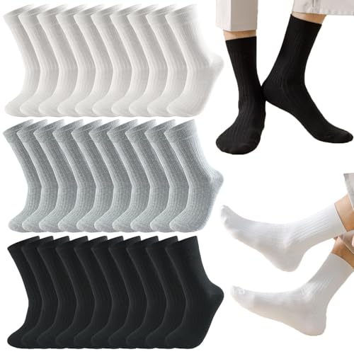 Looknniy 20 Pairs Men's Crew Athletic Socks - Moisture Wicking, Cushioned, Sport & Running, Color F