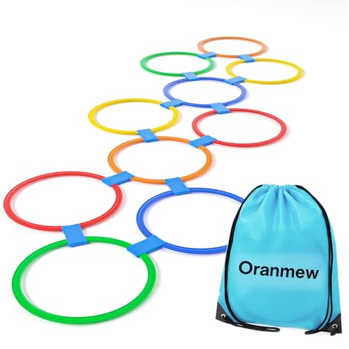 11-Inch Hopscotch Rings Agility Set for Kids Obstacle Course - 10 Pieces with Connectors