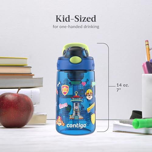 Contigo Aubrey Kids Water Bottle Paw Patrol 14oz Leak-Proof & Spill-Proof, Blue/Green