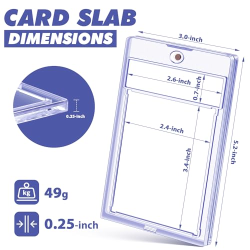 Homthy 50 Pack Magnetic Graded Card Slabs - Clear Acrylic Trade Card Holders with Label Slot