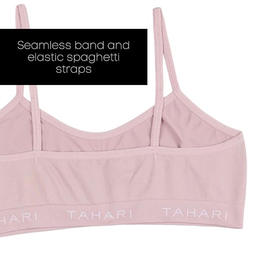 Tahari Girls' 4-Pack Seamless Bralette Set Small Sepia Rose - Comfortable Sports Bras for Girls