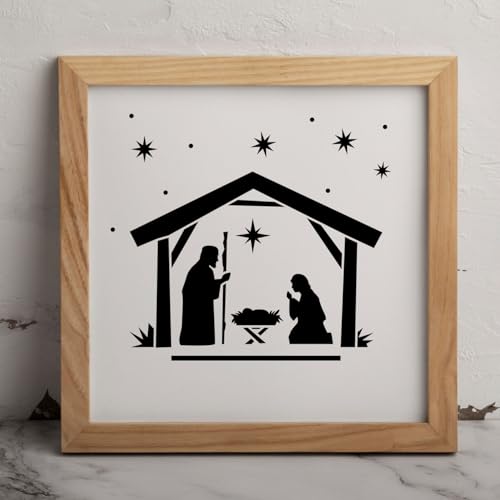 MAGJUCHE Nativity Manger Stencil 6 Inches, Reusable Christmas Stencil for Painting DIY Crafts Decor