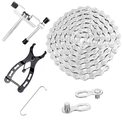 Bike Chain Kit for 6/7/8 Speed Road & MTB Bikes with Chain Breaker & Tools