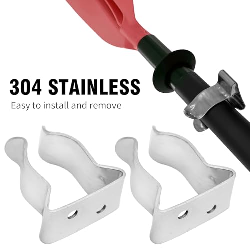 Big 4-Pack Stainless Steel Boat Hook Spring Clips, Marine Paddle & Gaff Holders