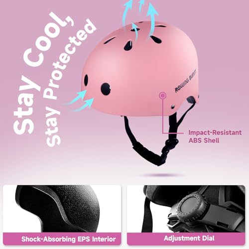 Skating Protective Gear Set - Helmet, Knee Pads, Elbow Pads & Wrist Guards - Pink