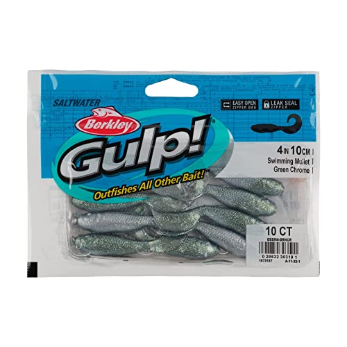 Saltwater Swimming Mullet Soft Bait - Green Chrome / 4"