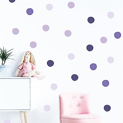Purple Dark Purple Mauve Polka Dot Wall Stickers, sacinora DIY Circle Art Wall Decals Removable Vinyl Peel and Stick for Nursery Closet Refrigerator Living Room Children's Room Bedroom