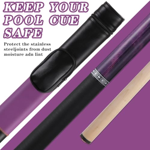 Kuntu Yimu 20oz Purple Pool Cue Stick with Case, 12.5mm Tip, Maple, Black Linen Wrap