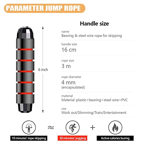 Adjustable Jump Rope for Fitness - Red, Durable PVC Coated Wire