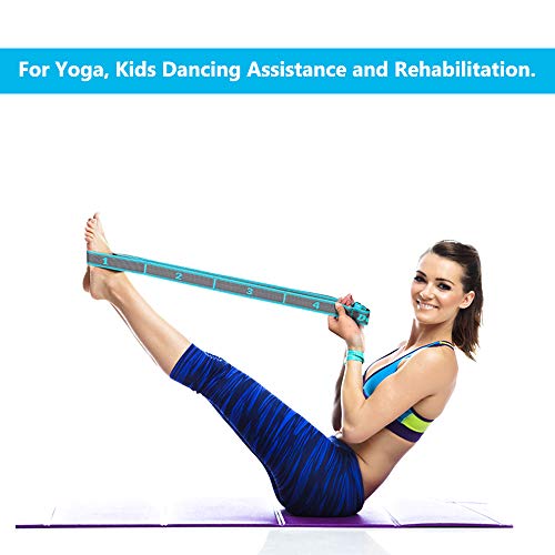 Elastic Yoga Stretch Strap with Loops - Blue for Flexibility & Therapy