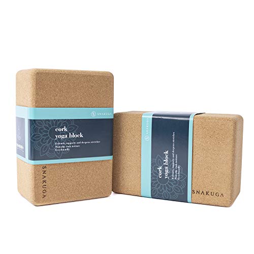 Cork Yoga Block 2 Pack - Non-Slip 9"x6"x4" for Pilates & Fitness
