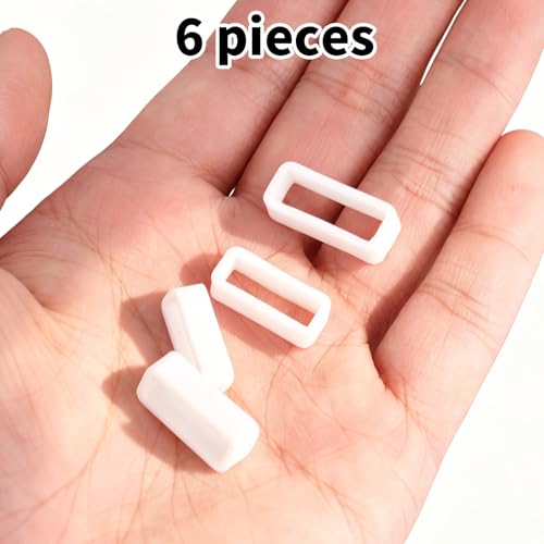 Watch Band Keepers - 6pcs Silicone Set - White