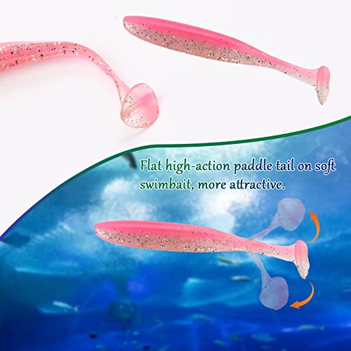 24 Pcs Soft Plastic Fishing Lures - Paddle Tail Swimbaits for Bass & Trout
