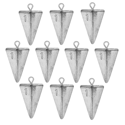 Pyramid Fishing Sinkers Kit - 1 Ounce, 10PCS Durable Weights