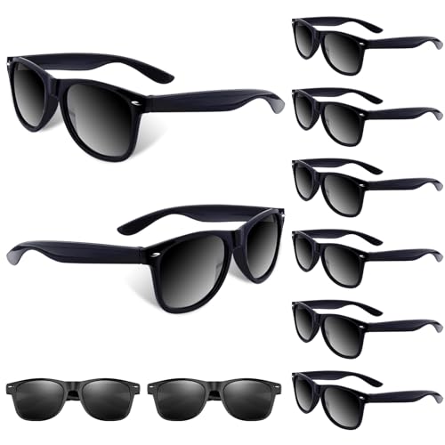 Kids Sunglasses Set - 10 Pack Retro UV400 Protection - Black